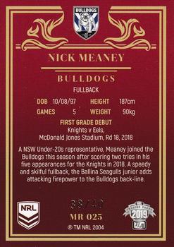 2019 NRL Elite - Mojo Ruby #MR025 Nick Meaney Back